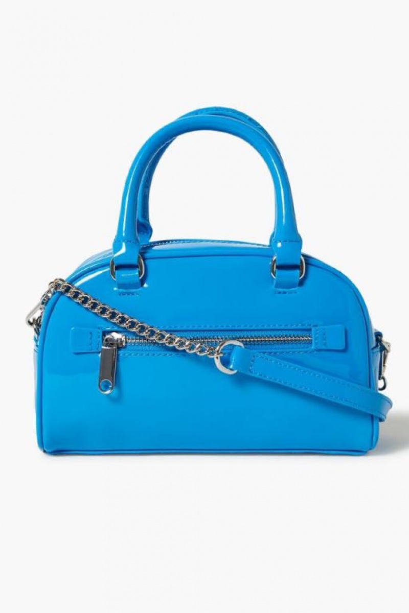 Bolsas Forever 21 Faux Patent Cuero Crossbody Mujer Azules | xA5EuT9Sm8Y