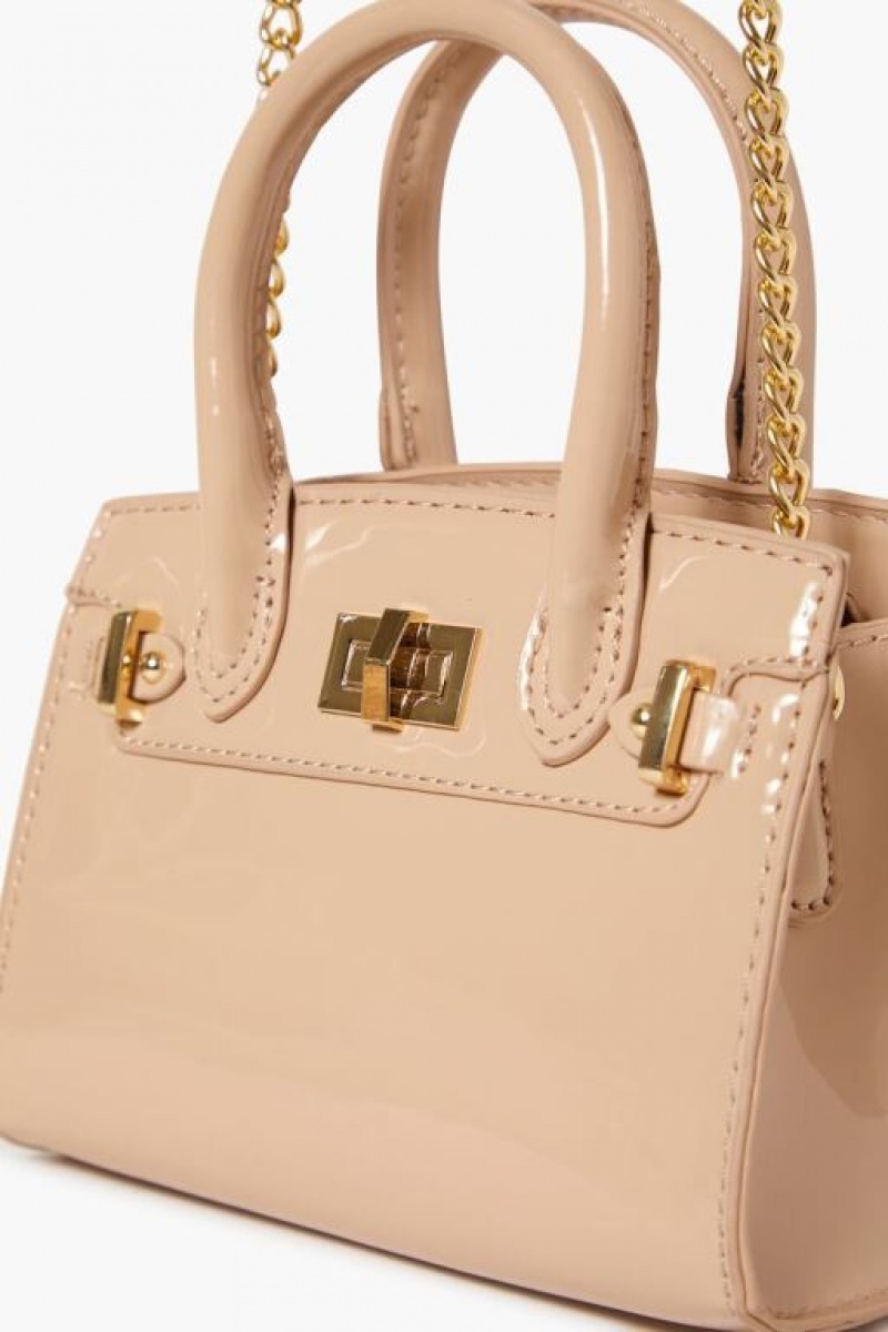 Bolsas Forever 21 Faux Patent Cuero Crossbody Mujer Marrones | SrxXlsvNvgp