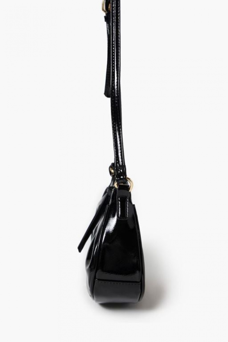 Bolsas Forever 21 Faux Patent Cuero Crossbody Mujer Negras | T6m3ESnX61G