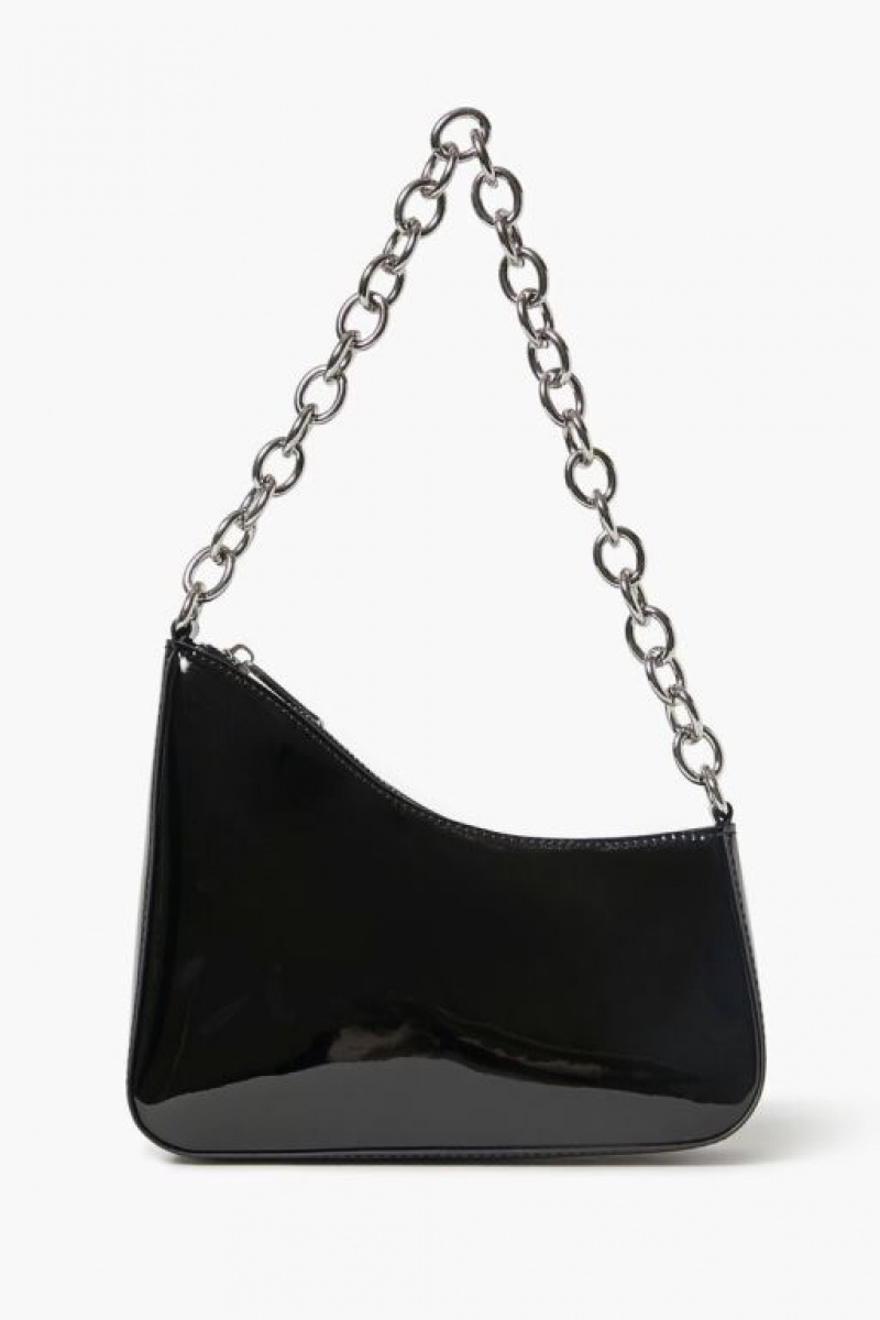 Bolsas Forever 21 Faux Patent Cuero Handbag Mujer Negras | tExFhstK6j2