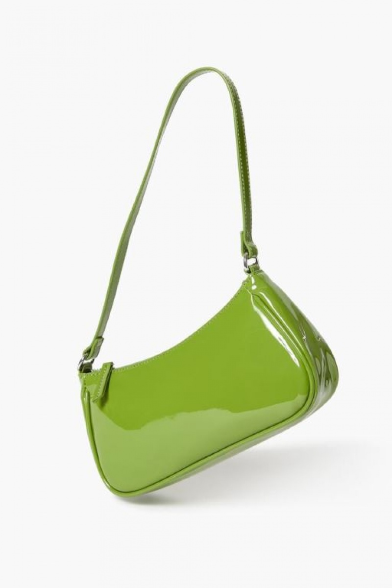 Bolsas Forever 21 Faux Patent Cuero Shoulder Mujer Verde | pPlaZaPLDPY