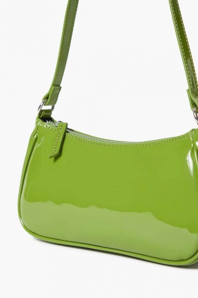 Bolsas Forever 21 Faux Patent Cuero Shoulder Mujer Verde | pPlaZaPLDPY