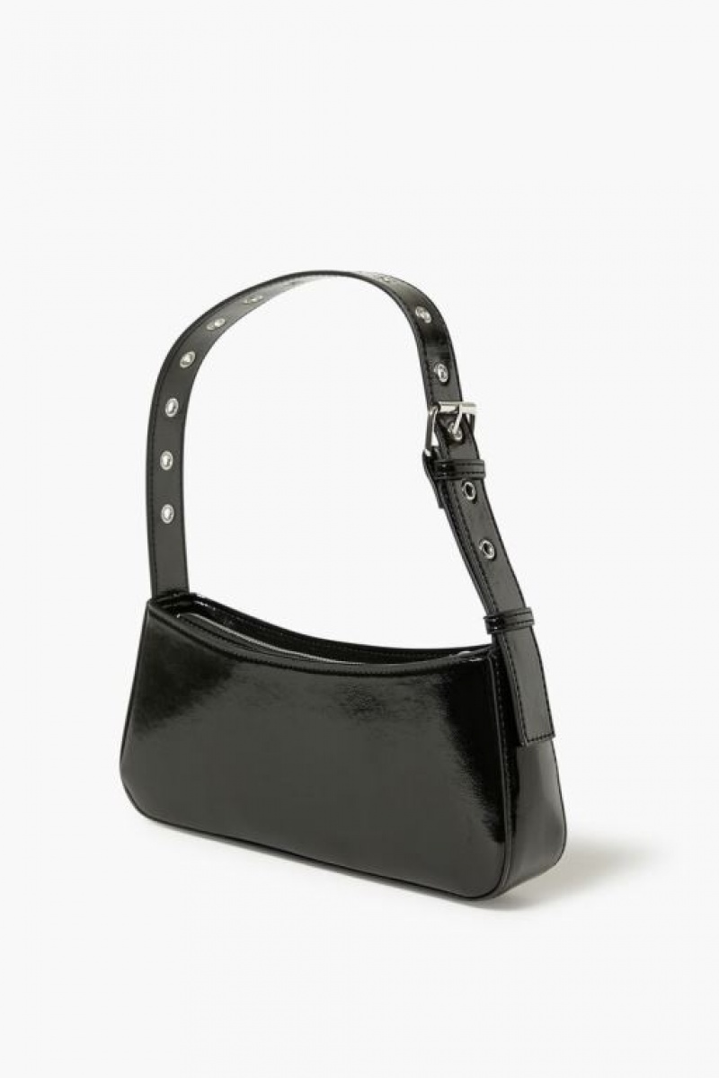 Bolsas Forever 21 Faux Patent Cuero Uette Mujer Negras | 71UHm5GUMZg