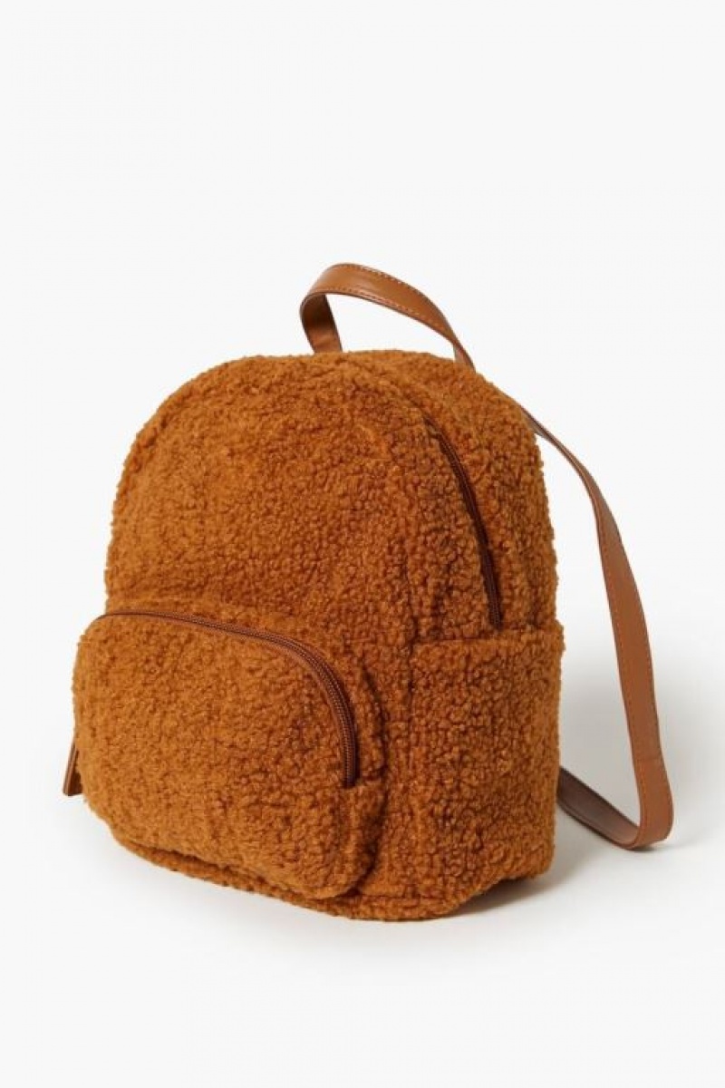 Bolsas Forever 21 Faux Shearling Backpack Mujer Marrones | 96uNUOkVVTU