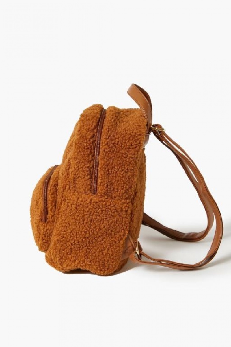 Bolsas Forever 21 Faux Shearling Backpack Mujer Marrones | 96uNUOkVVTU