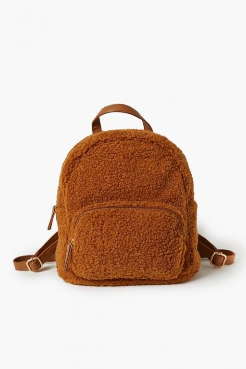 Bolsas Forever 21 Faux Shearling Backpack Mujer Marrones | 96uNUOkVVTU