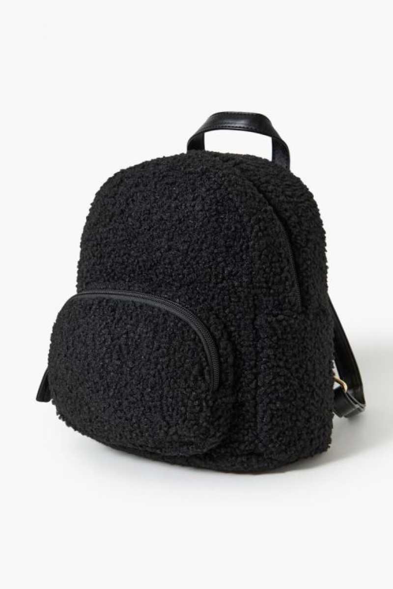 Bolsas Forever 21 Faux Shearling Backpack Mujer Negras | AK9r9pz3HAQ