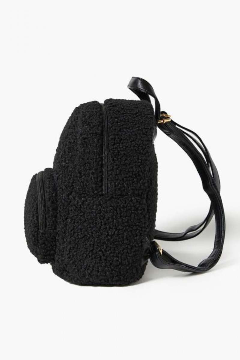 Bolsas Forever 21 Faux Shearling Backpack Mujer Negras | AK9r9pz3HAQ