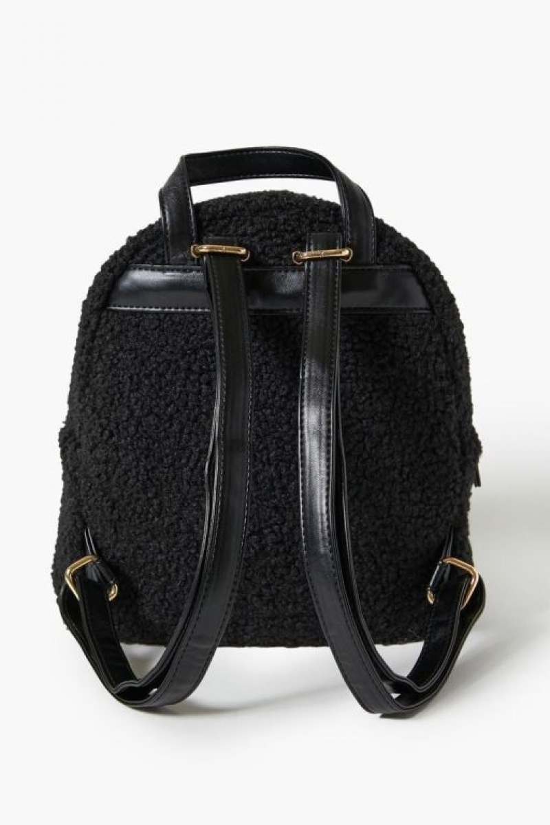 Bolsas Forever 21 Faux Shearling Backpack Mujer Negras | AK9r9pz3HAQ