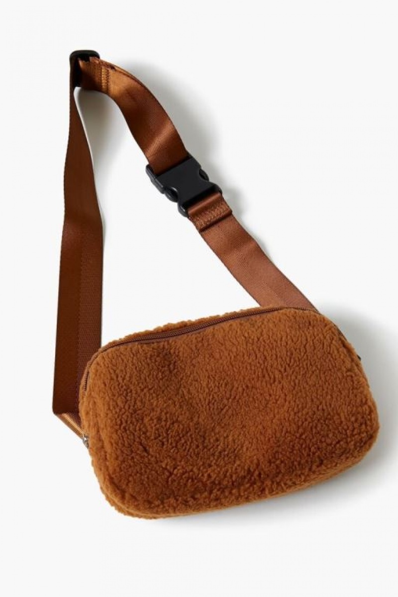 Bolsas Forever 21 Faux Shearling Fanny Pack Mujer Marrones | dIZdIVzVdMZ