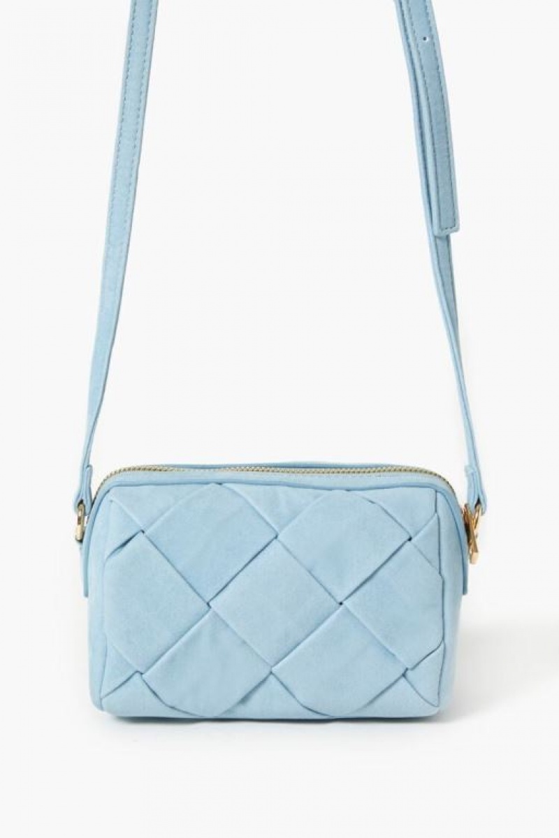 Bolsas Forever 21 Faux Suede Basketwoven Mujer Azules | ikm6HxarqK6