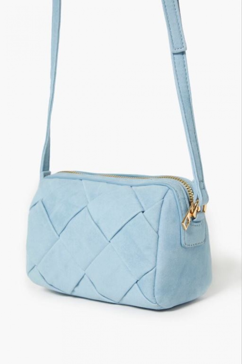 Bolsas Forever 21 Faux Suede Basketwoven Mujer Azules | ikm6HxarqK6