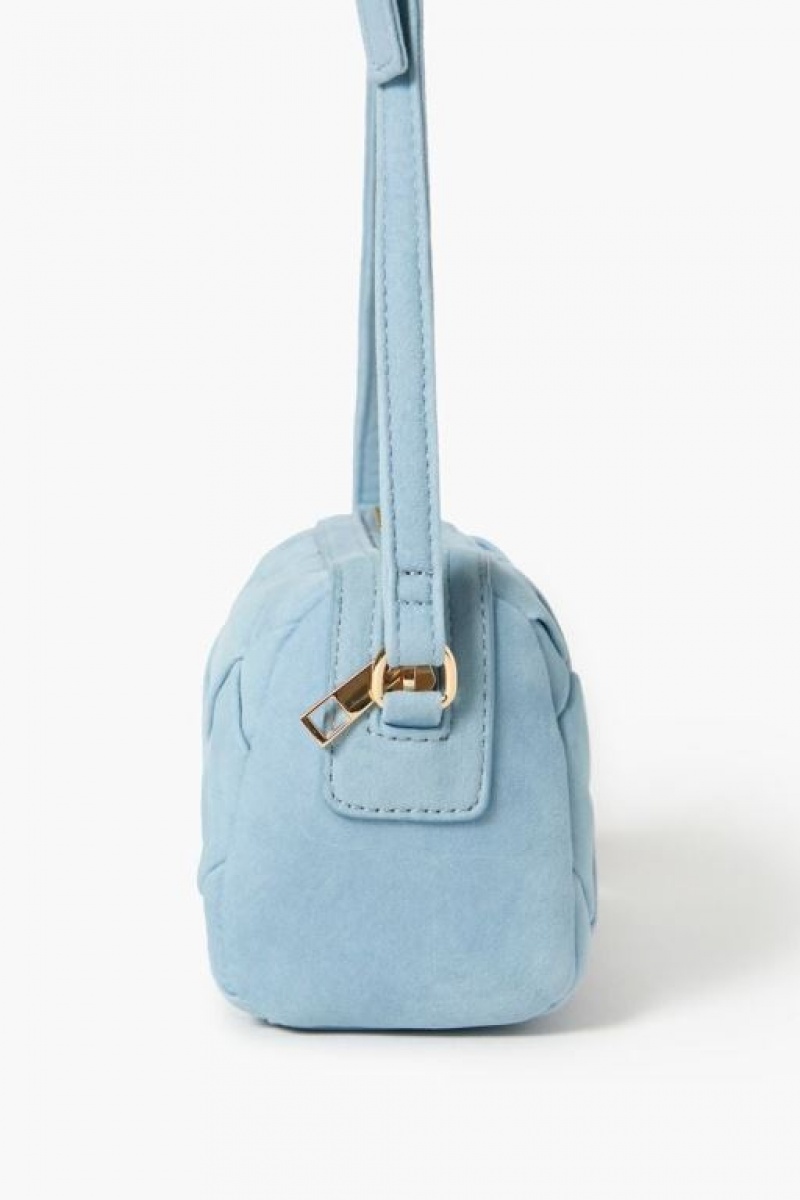 Bolsas Forever 21 Faux Suede Basketwoven Mujer Azules | ikm6HxarqK6