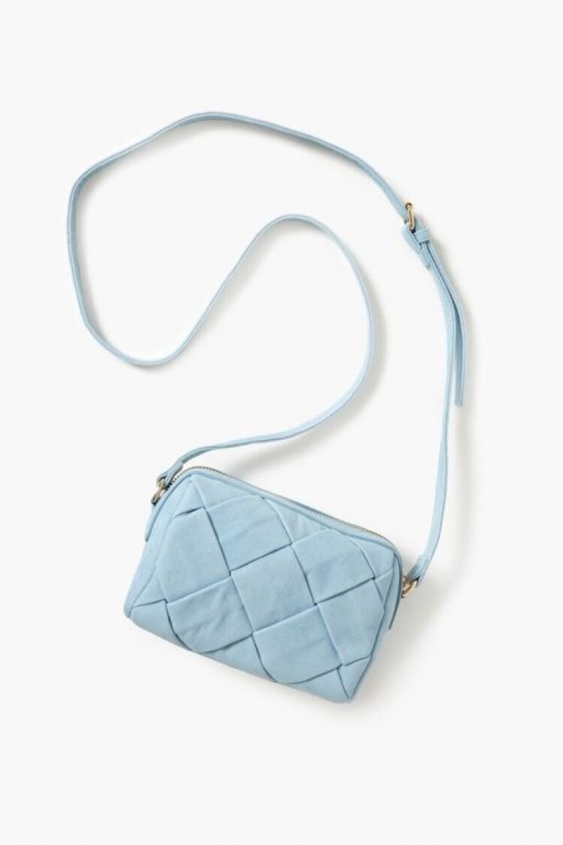 Bolsas Forever 21 Faux Suede Basketwoven Mujer Azules | ikm6HxarqK6