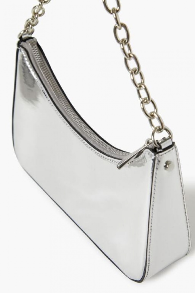 Bolsas Forever 21 Metallic Chain Strap Shoulder Mujer Plateadas Metal | AM9zHmYrRgg