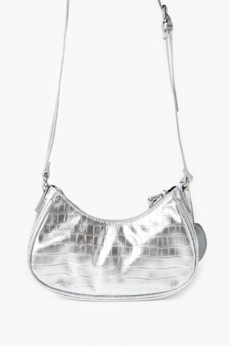 Bolsas Forever 21 Metallic Crescent Crossbody Mujer Plateadas | zx6F5aUT9Om