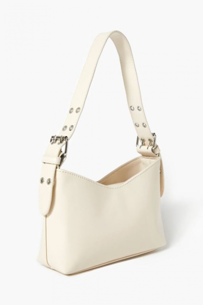 Bolsas Forever 21 Notched Faux Cuero Handbag Mujer Creme | qjlLS34mVUL