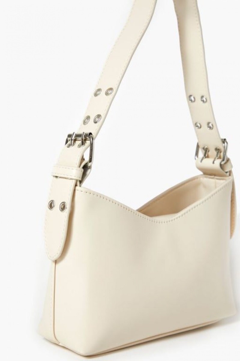 Bolsas Forever 21 Notched Faux Cuero Handbag Mujer Creme | qjlLS34mVUL