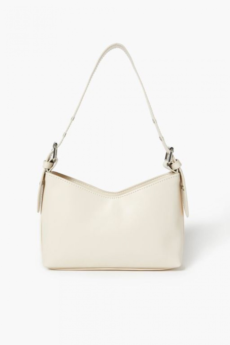 Bolsas Forever 21 Notched Faux Cuero Handbag Mujer Creme | qjlLS34mVUL