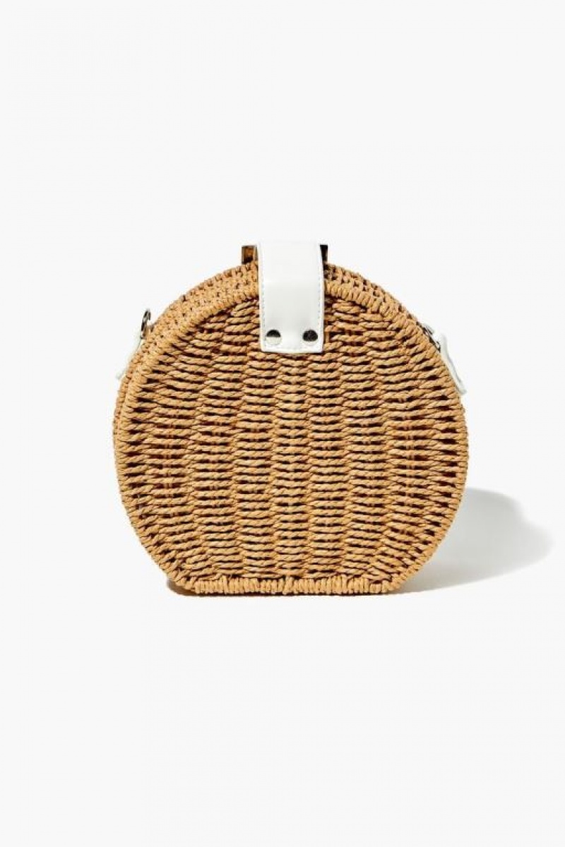 Bolsas Forever 21 Round Straw Crossbody Mujer Blancas | LUvop6lG8nW