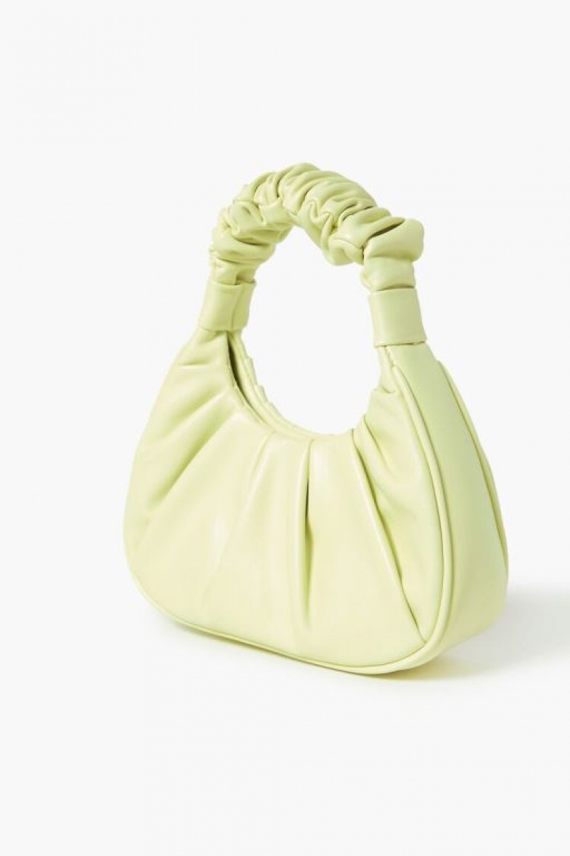 Bolsas Forever 21 Ruched Crescent Crossbody Mujer Citron | a7DsC9aadYT