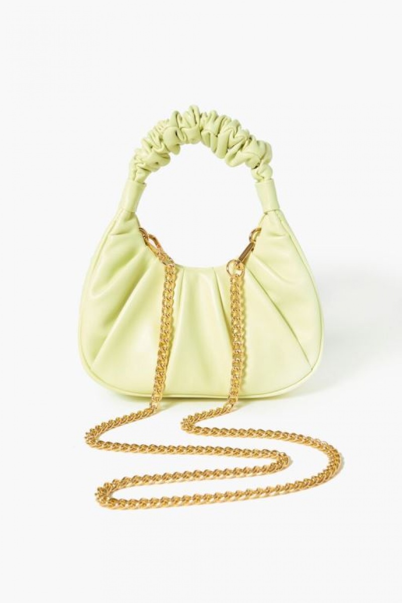 Bolsas Forever 21 Ruched Crescent Crossbody Mujer Citron | a7DsC9aadYT