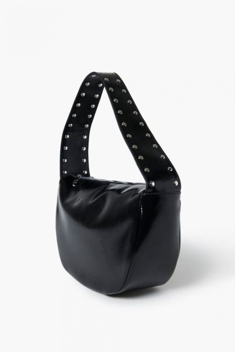 Bolsas Forever 21 Studded Crescent Shoulder Mujer Negras | b3jYpHEfHkw