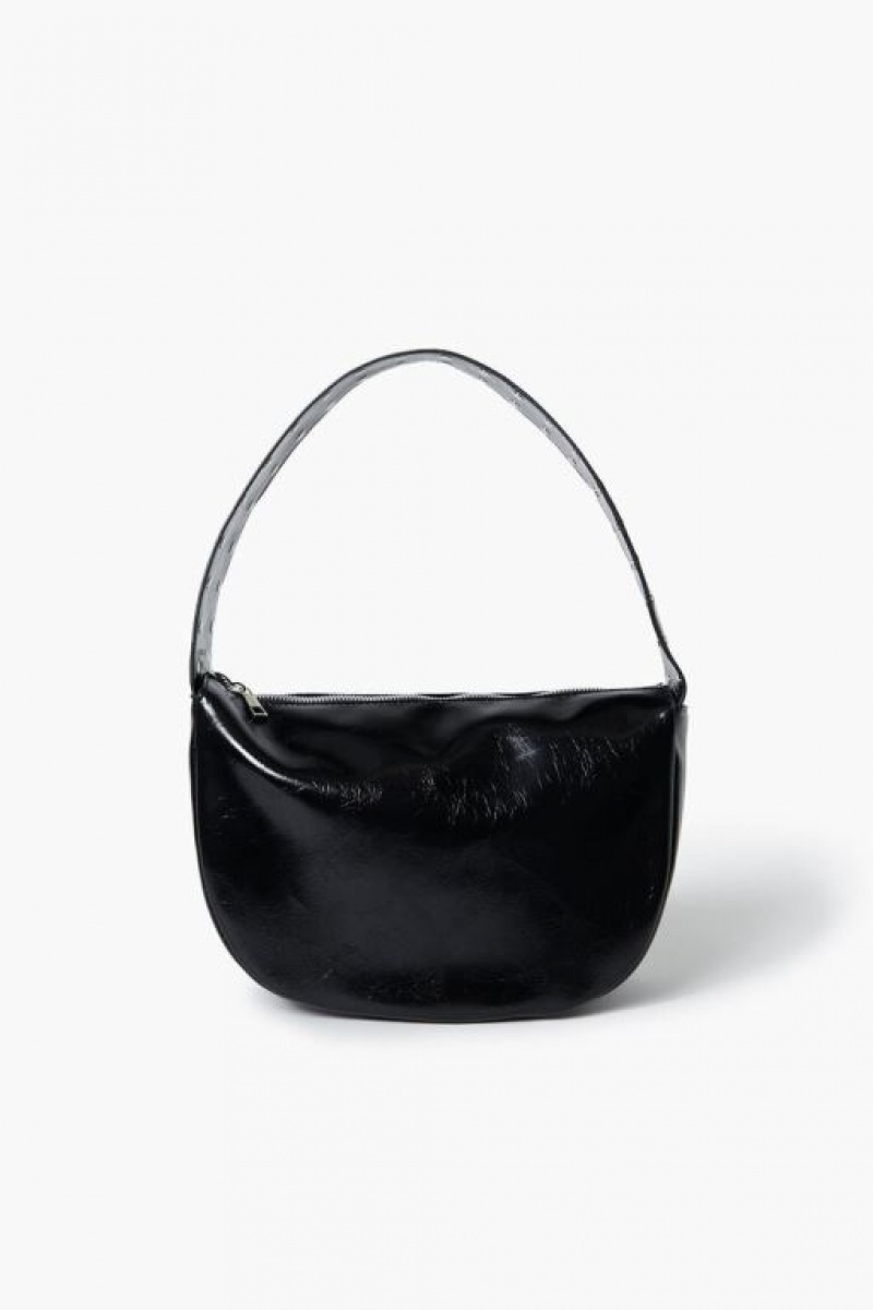 Bolsas Forever 21 Studded Crescent Shoulder Mujer Negras | b3jYpHEfHkw