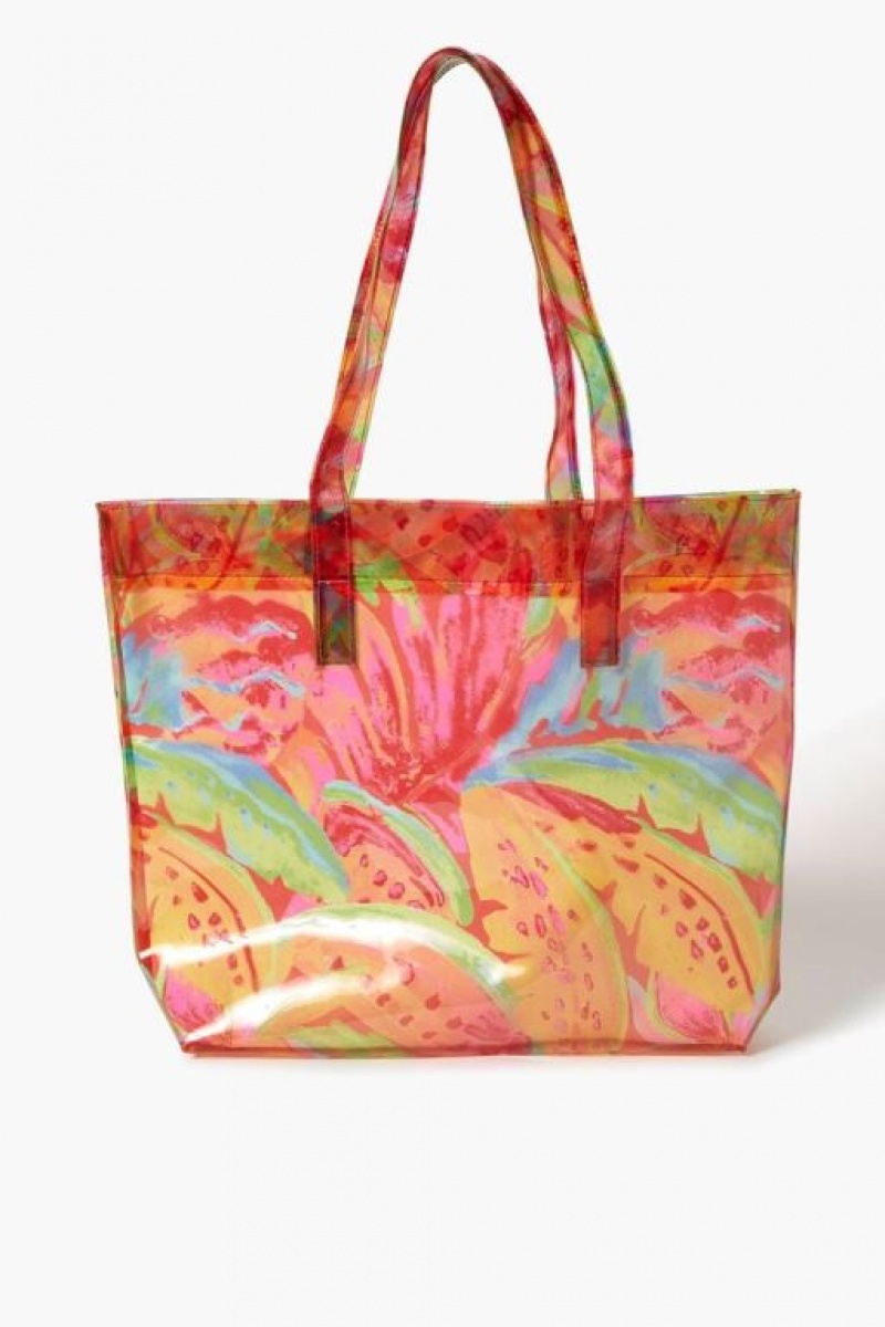 Bolsas Forever 21 Tropical Floral Print Tote Mujer Rosas | s47OSTkRNUX