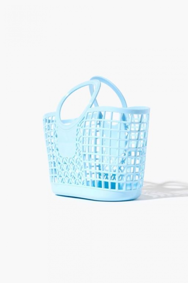 Bolsas Forever 21 Vinyl Basket Tote Mujer Azules | m1xkO0QHiMb