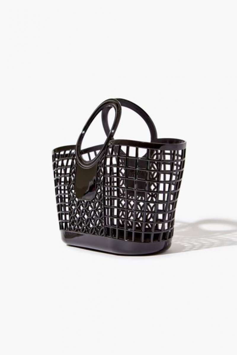 Bolsas Forever 21 Vinyl Basket Tote Mujer Negras | h7gJ7y54XJs