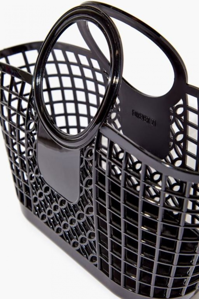 Bolsas Forever 21 Vinyl Basket Tote Mujer Negras | h7gJ7y54XJs