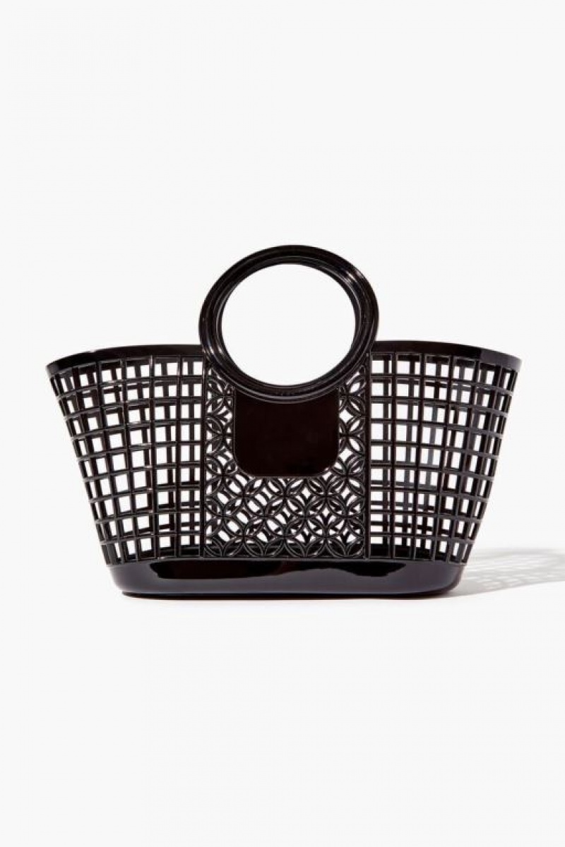 Bolsas Forever 21 Vinyl Basket Tote Mujer Negras | h7gJ7y54XJs