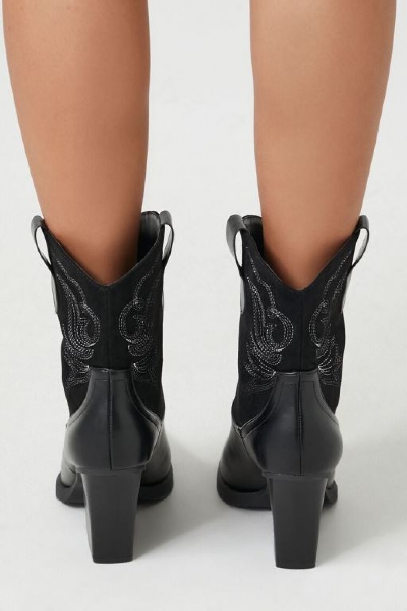 Botas Forever 21 Ankle Cowboy Mujer Negras | wNDf1J8qZJC