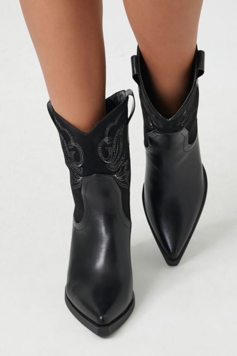 Botas Forever 21 Ankle Cowboy Mujer Negras | wNDf1J8qZJC