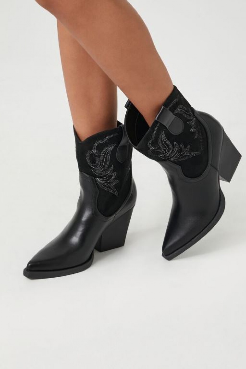 Botas Forever 21 Ankle Cowboy Mujer Negras | wNDf1J8qZJC