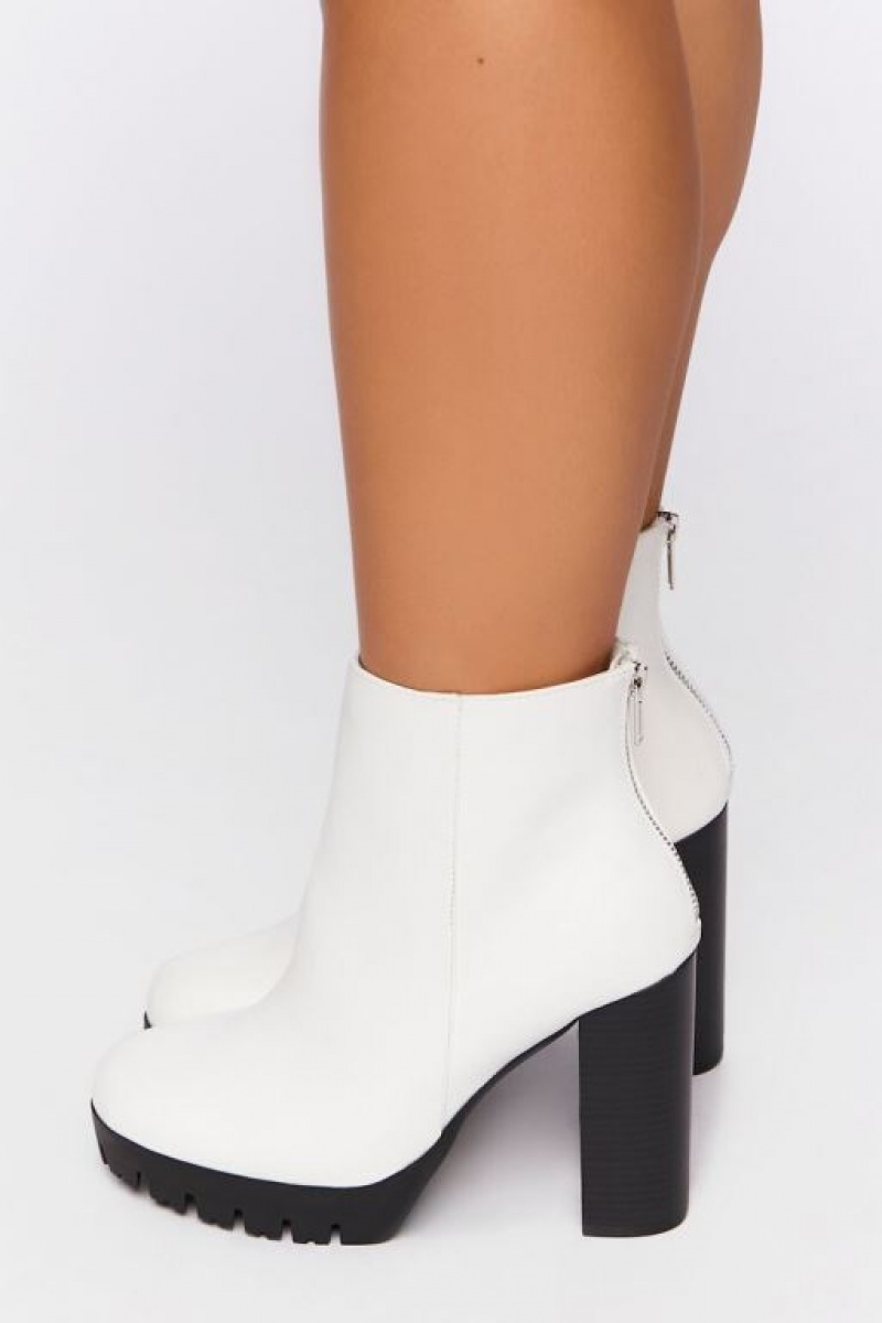 Botas Forever 21 Contrast Lug Booties Wide Mujer Blancas | lyMOvvacM8A