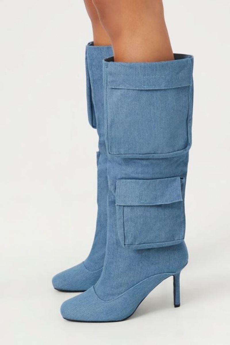 Botas Forever 21 Denim Cargo Stiletto Mujer Azules | wlBzw9FqdT2