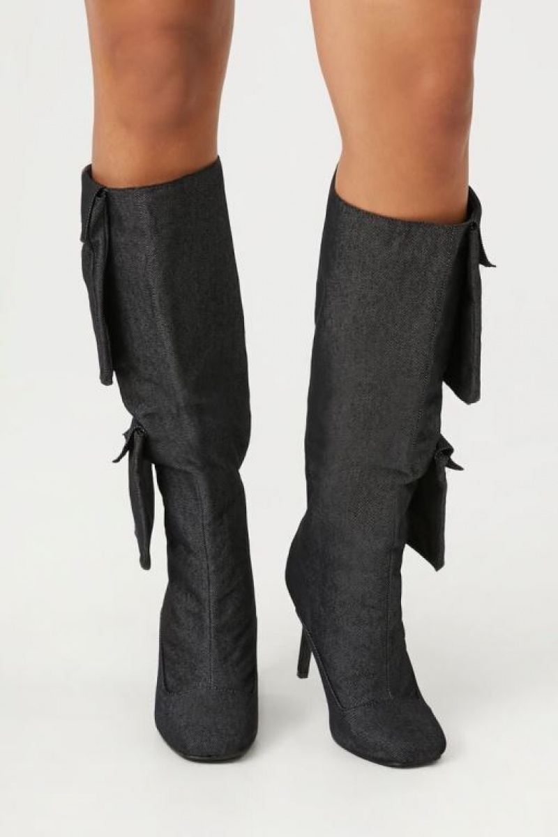 Botas Forever 21 Denim Cargo Stiletto Mujer Negras | wW1PoQP8Ijh