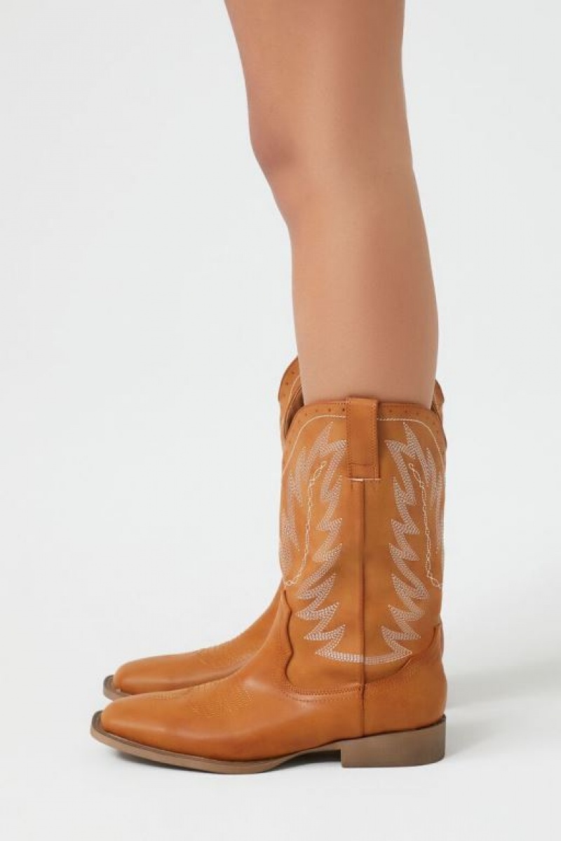 Botas Forever 21 Faux Cuero Cowboy Mujer Marrones | p5hjxx4ywvg