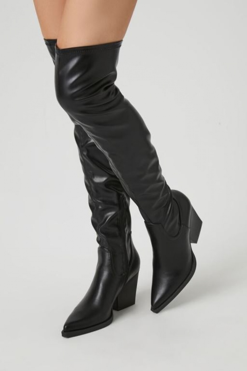 Botas Forever 21 Faux Cuero Over The Knee Mujer Negras | FDLHoPZExR4