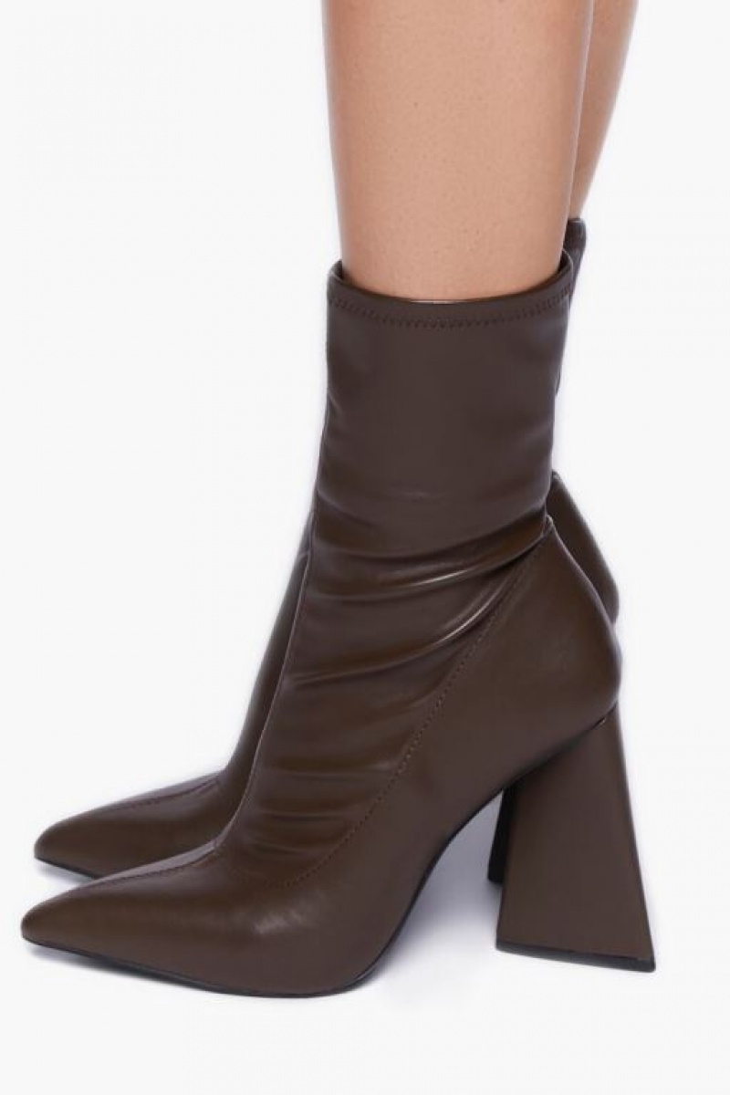 Botas Forever 21 Faux Cuero Pointed Booties Mujer Marrones | nvhGhxoNHqj