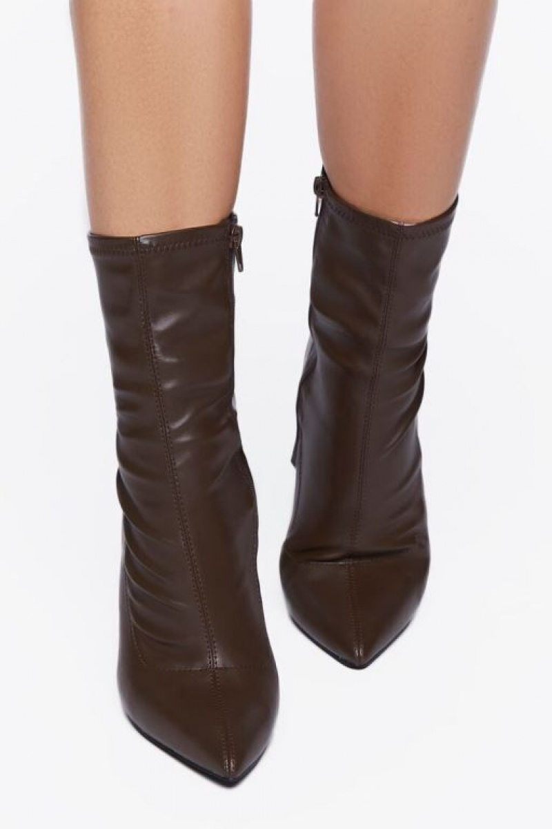 Botas Forever 21 Faux Cuero Pointed Booties Mujer Marrones | nvhGhxoNHqj