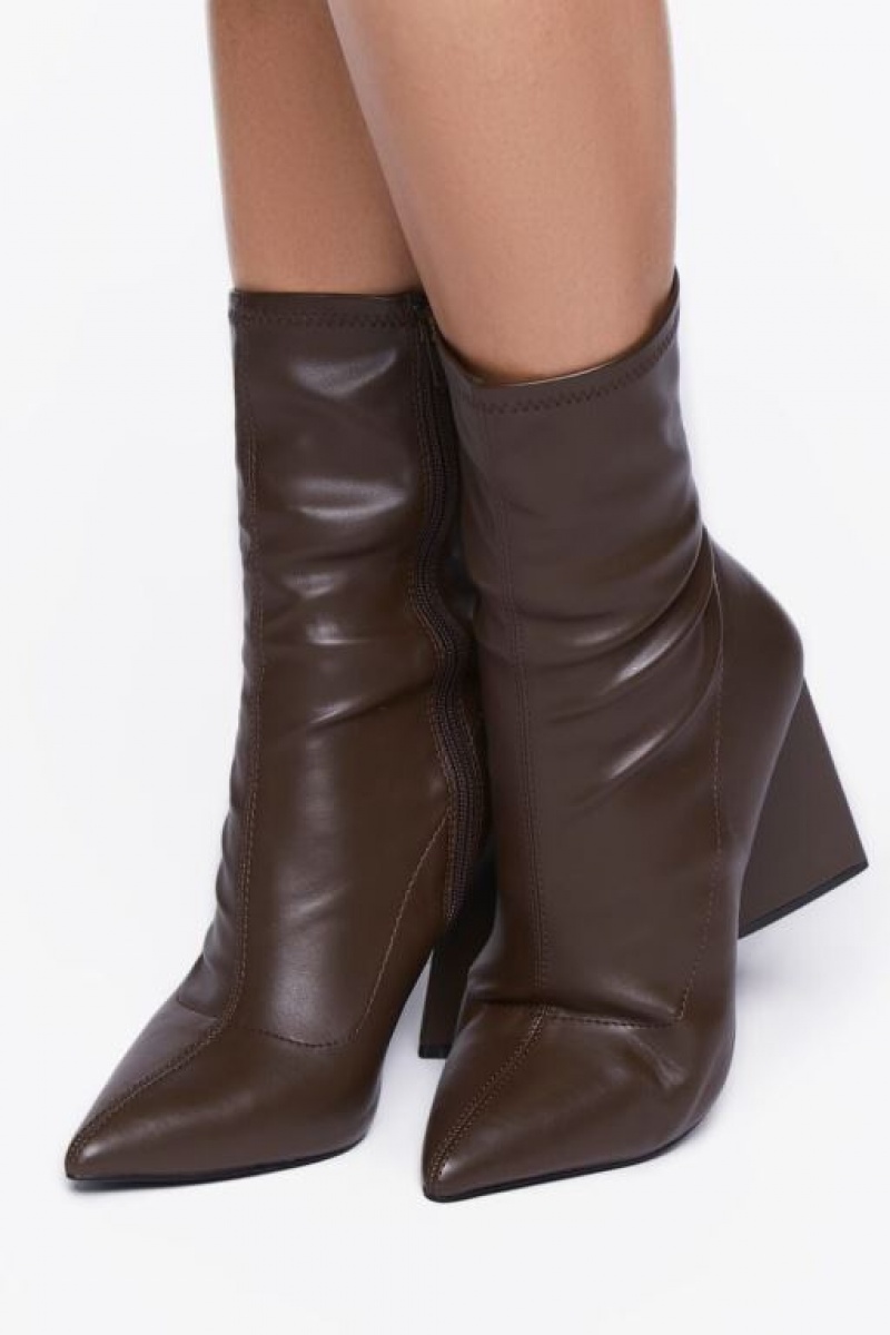 Botas Forever 21 Faux Cuero Pointed Booties Mujer Marrones | nvhGhxoNHqj