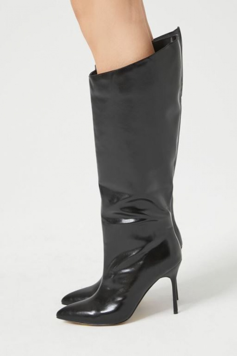 Botas Forever 21 Faux Cuero Pointed Stiletto Mujer Negras | fxiuuNGalBM