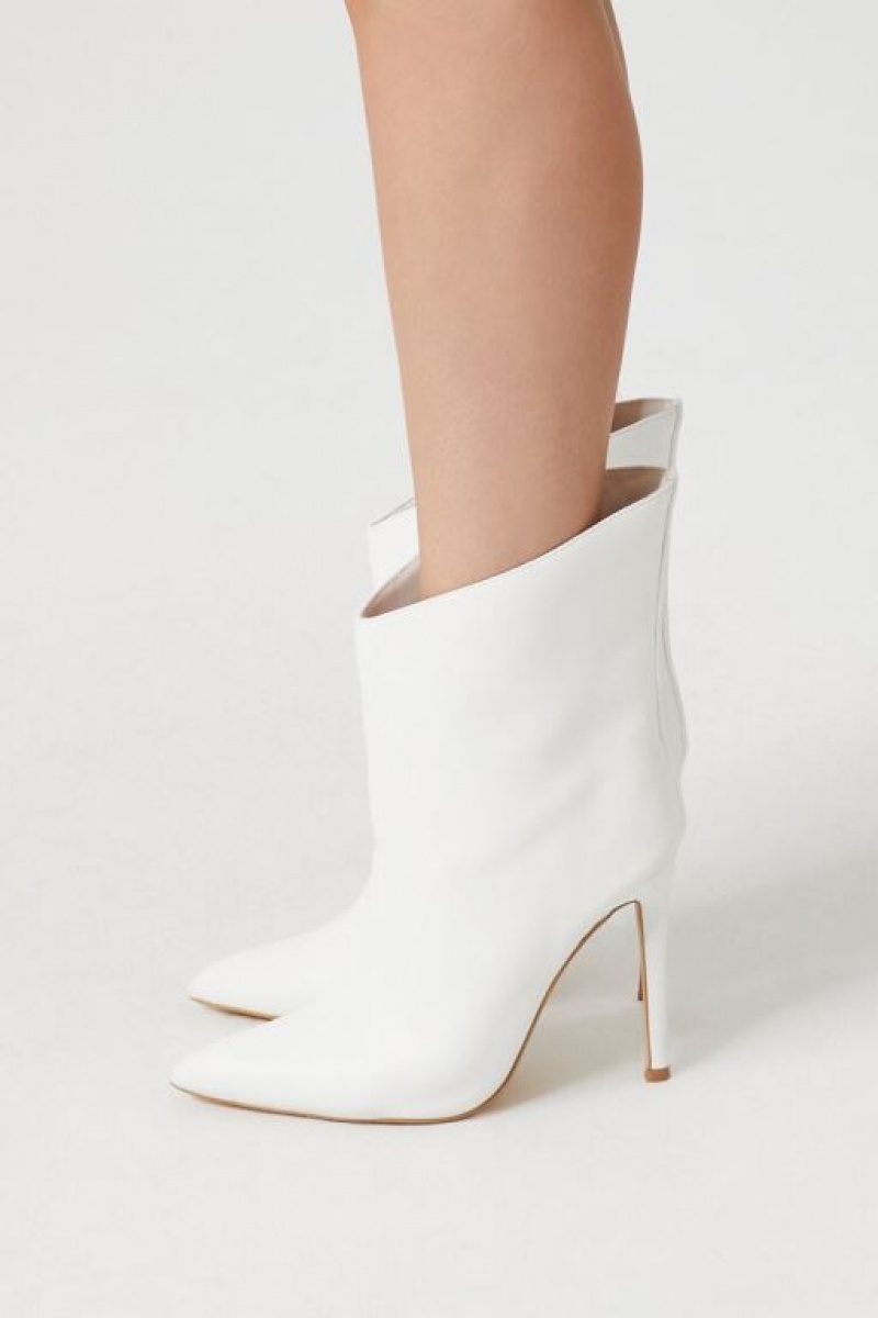 Botas Forever 21 Faux Cuero Stiletto Ankle Mujer Blancas | Apn07BHJdlr