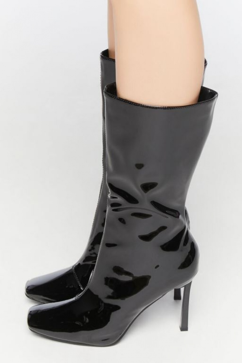 Botas Forever 21 Faux Patent Cuero Stiletto Mujer Negras | 0yBDzft7kqu