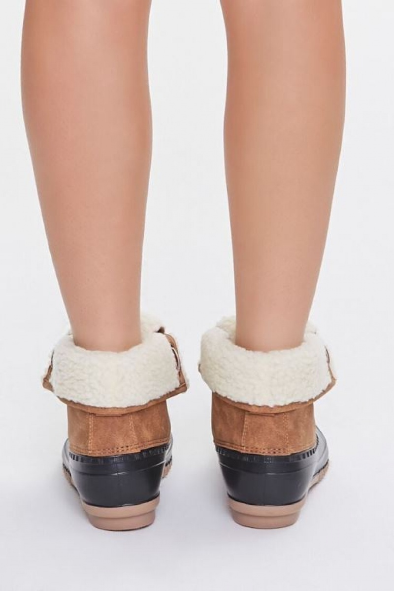 Botas Forever 21 Faux Shearling Lined Duck Booties Mujer Marrones | 4D3MYKxHOh0