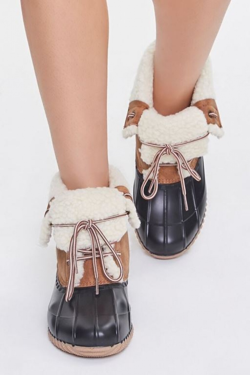 Botas Forever 21 Faux Shearling Lined Duck Booties Mujer Marrones | 4D3MYKxHOh0