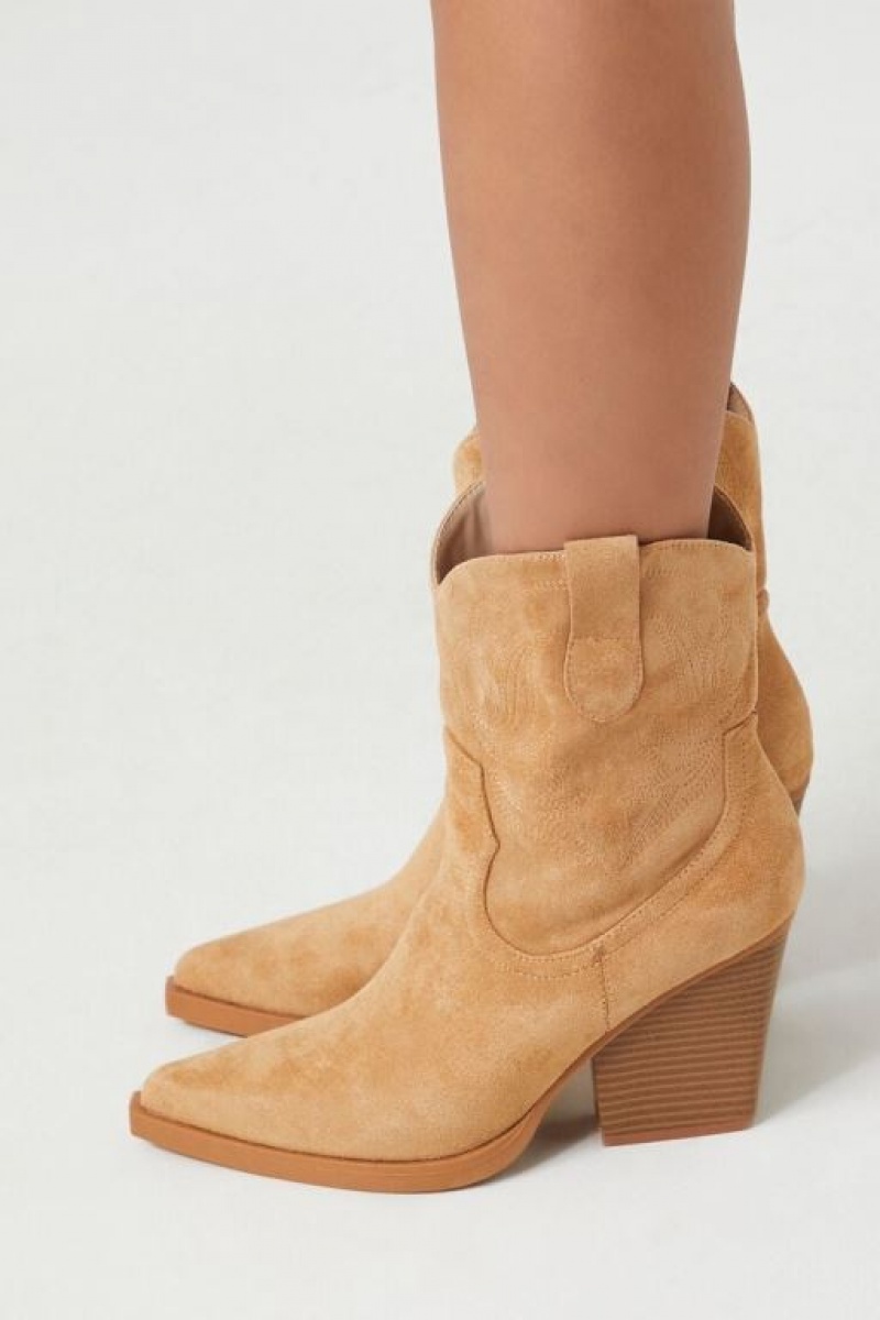 Botas Forever 21 Faux Suede Cowboy Mujer Marrones | o85jLkX55GN